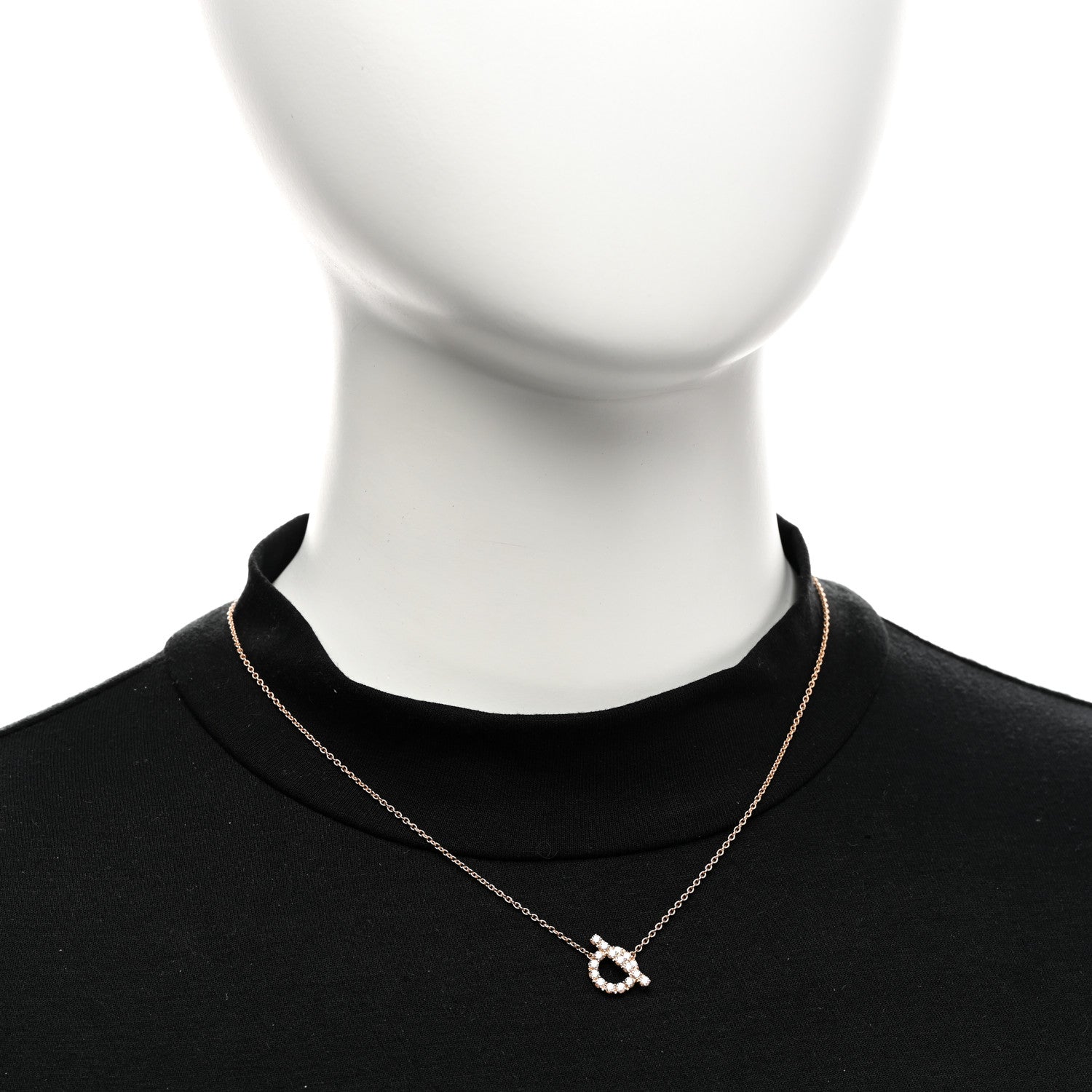 Hermes 18K Rose Gold Diamond Finesse Pendant Necklace 2 of 6