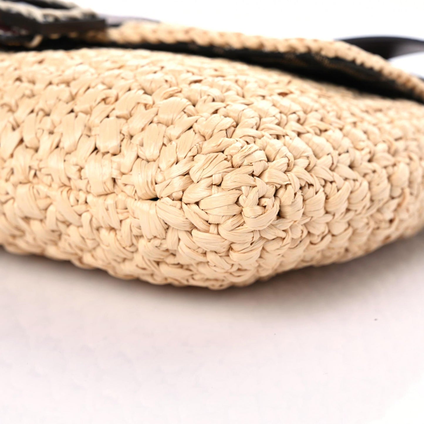 Straw Vitello King Woven Baguette Natural Ghianda