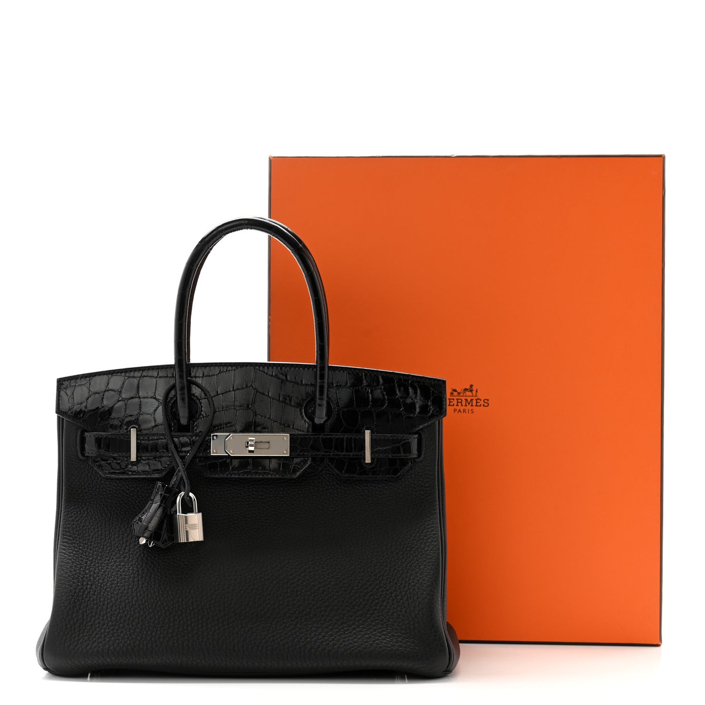Togo Shiny Niloticus Crocodile Birkin Touch 30 Black