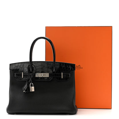 Hermes Togo Shiny Niloticus Crocodile Birkin Touch 30 Black 10 of 10