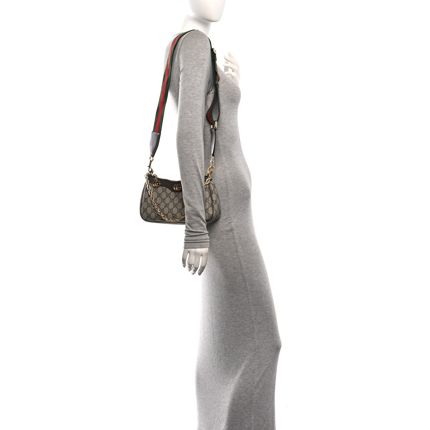 Gucci GG Supreme Monogram Textured Dollar Calfskin Web Small Ophidia GG Handbag Beige Ebony New Acero 2 of 10