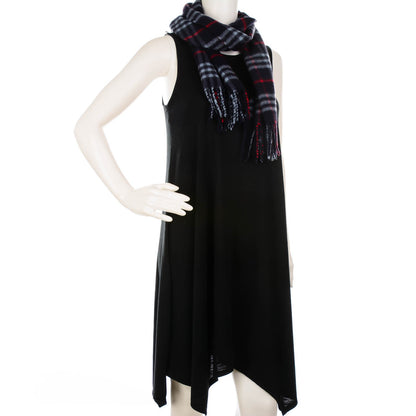 Burberry Cashmere Check Fringe Scarf Blue 2 of 4