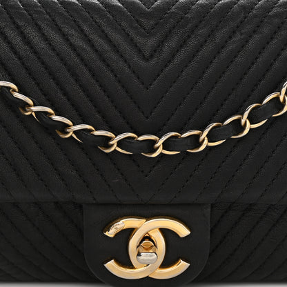 Chanel Calfskin Chevron Quilted Medium Surpique Flap Black 10 of 12