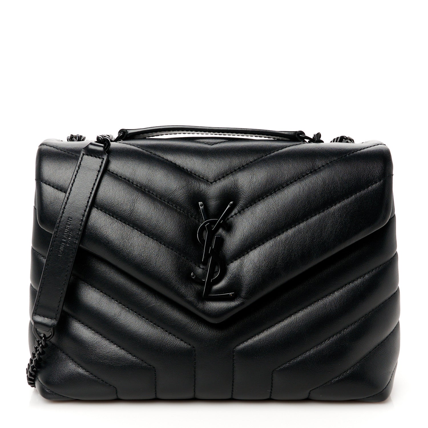 Saint Laurent Calfskin Y Quilted Monogram Monochrome Small Loulou Chain Satchel Black 1 of 11