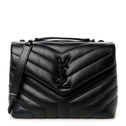 Saint Laurent Calfskin Y Quilted Monogram Monochrome Small Loulou Chain Satchel Black 1 of 11