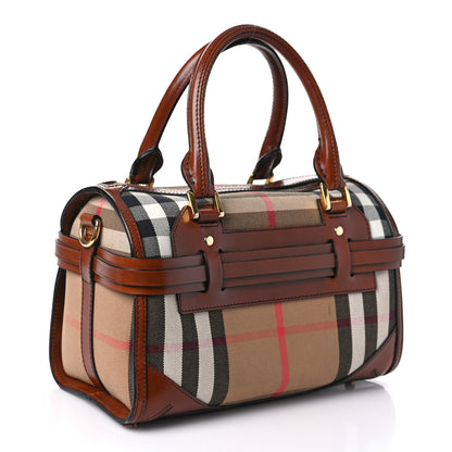 Burberry House Check Bridle Calfskin Medium Alchester Bowling Bag Dark Tan 3 of 9