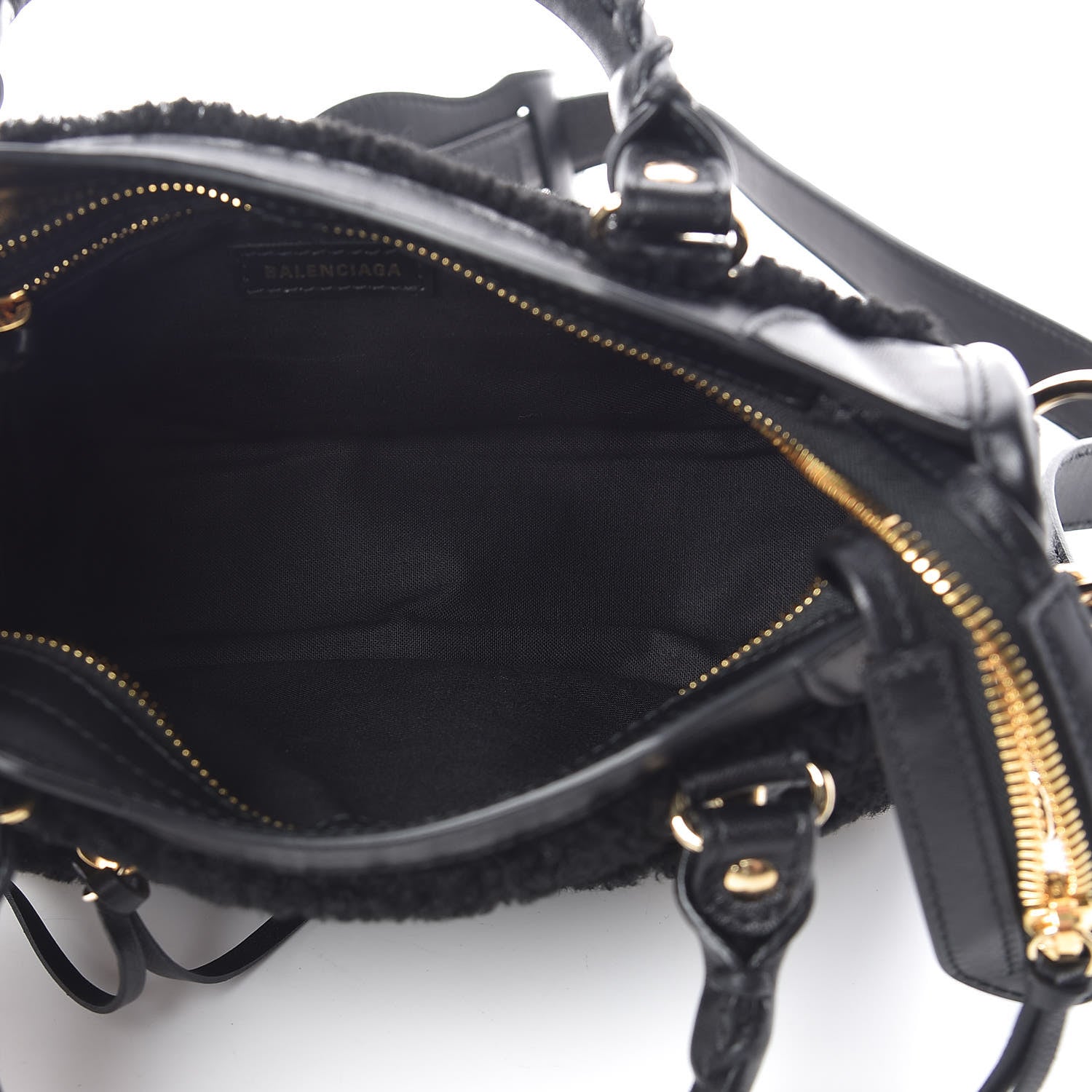 Balenciaga Shearling Gold Metallic Edge Hardware Mini City Black 5 of 12