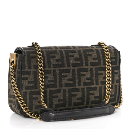 Fendi Fabric Jacquard FF 1974 Midi Chain Baguette Tobacco Moro 3 of 9