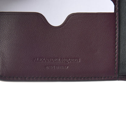 Alexander McQueen Calfskin Floral Print Skull French Wallet Black 6 of 8