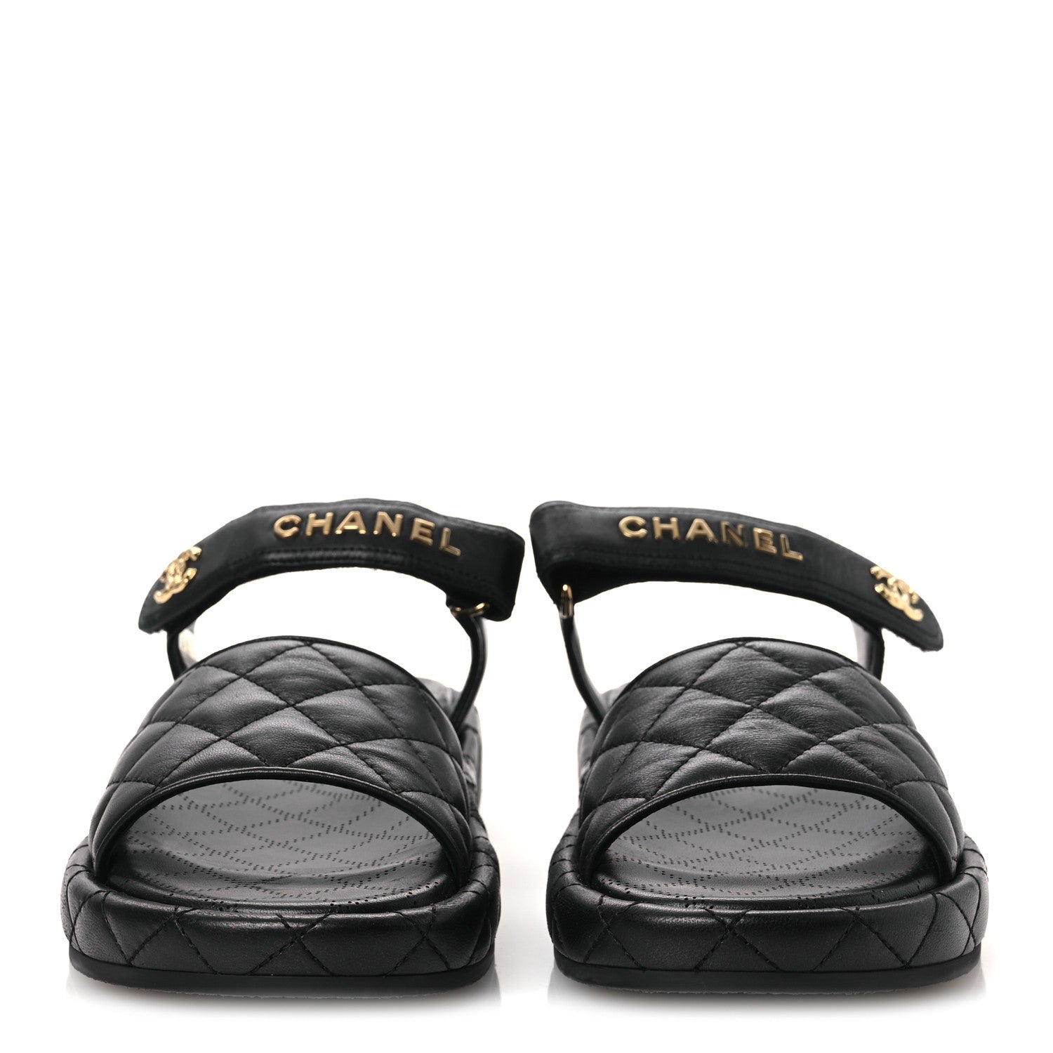 Chanel Lambskin Quilted Dad Sandals 39 Black 3 of 13