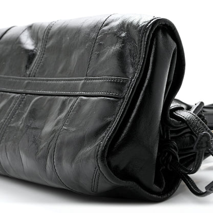 Prada Glossy Calfskin Triangle Medium Bonnie Shoulder Bag Black 9 of 15