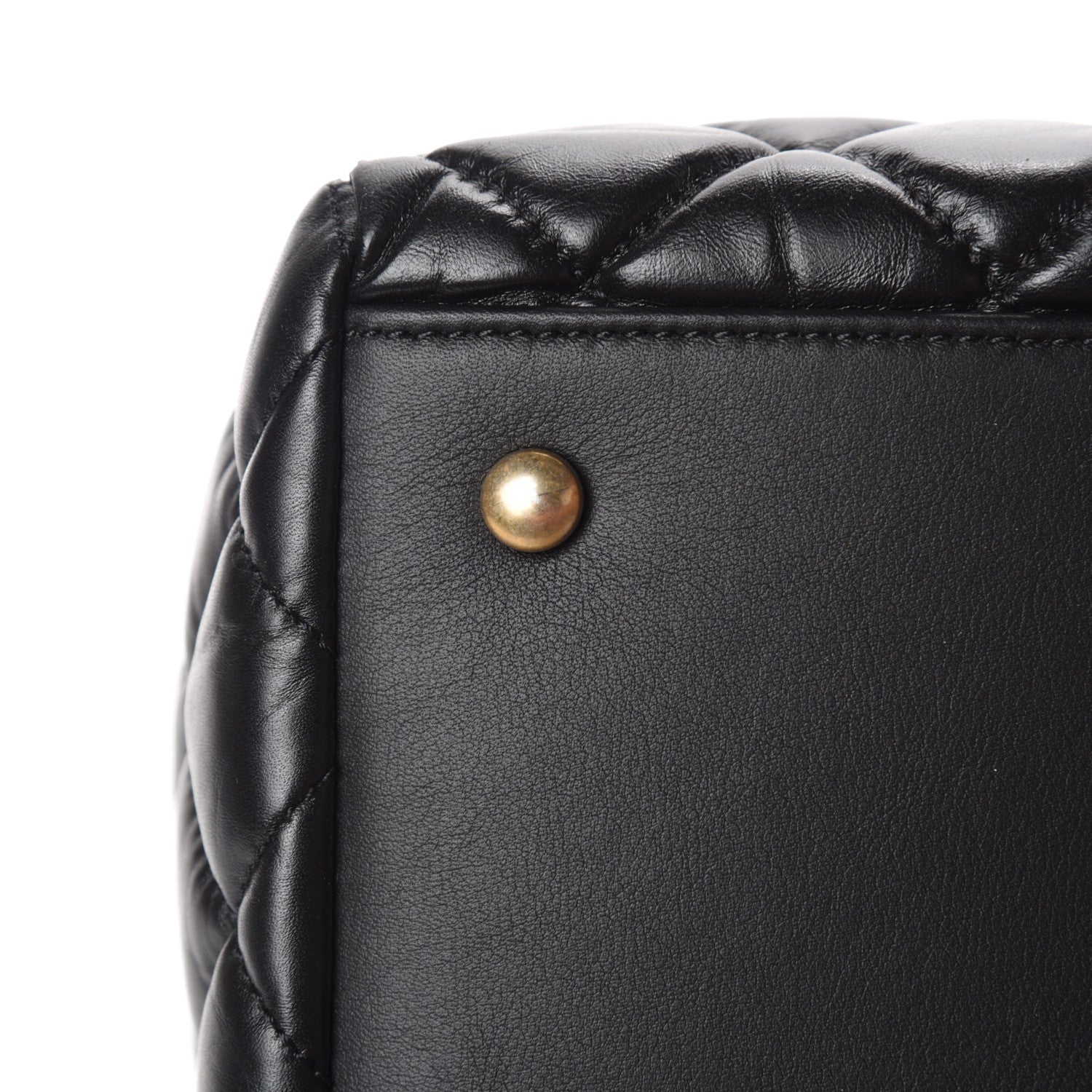 Chanel Aged Calfskin Quilted Large Coco Handle Shopping Tote Black 14 of 15