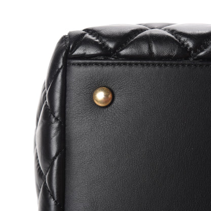 Chanel Aged Calfskin Quilted Large Coco Handle Shopping Tote Black 14 of 15