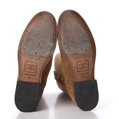 Chanel Suede Logo Boots 40.5 Camel 5 of 10