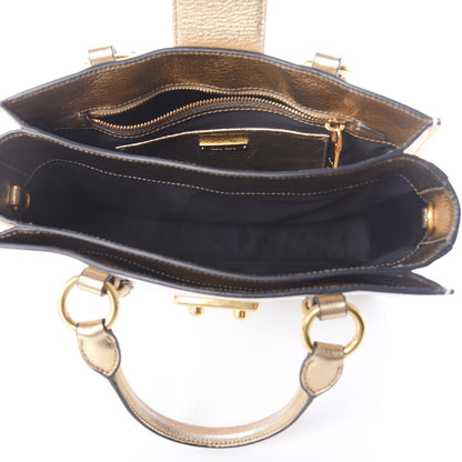 Miu Miu Metallic Goatskin Madras Bi-Color Shopping Tote White Pyrite 6 of 9