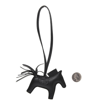 Hermes Milo Lambskin Matte Alligator Touch Grigri Rodeo Horse Bag Charm PM So Black 2 of 5
