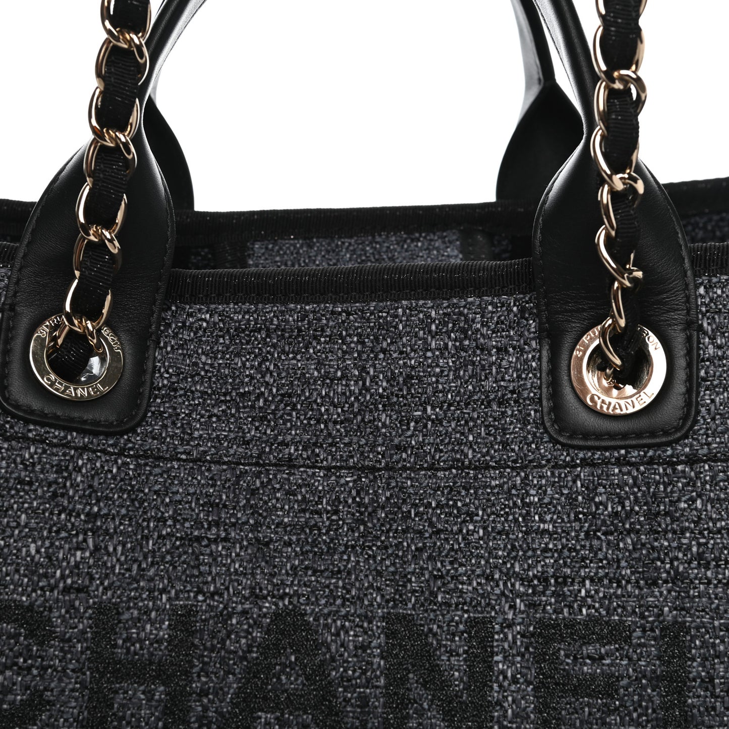 Lurex Boucle Medium Deauville Tote Black