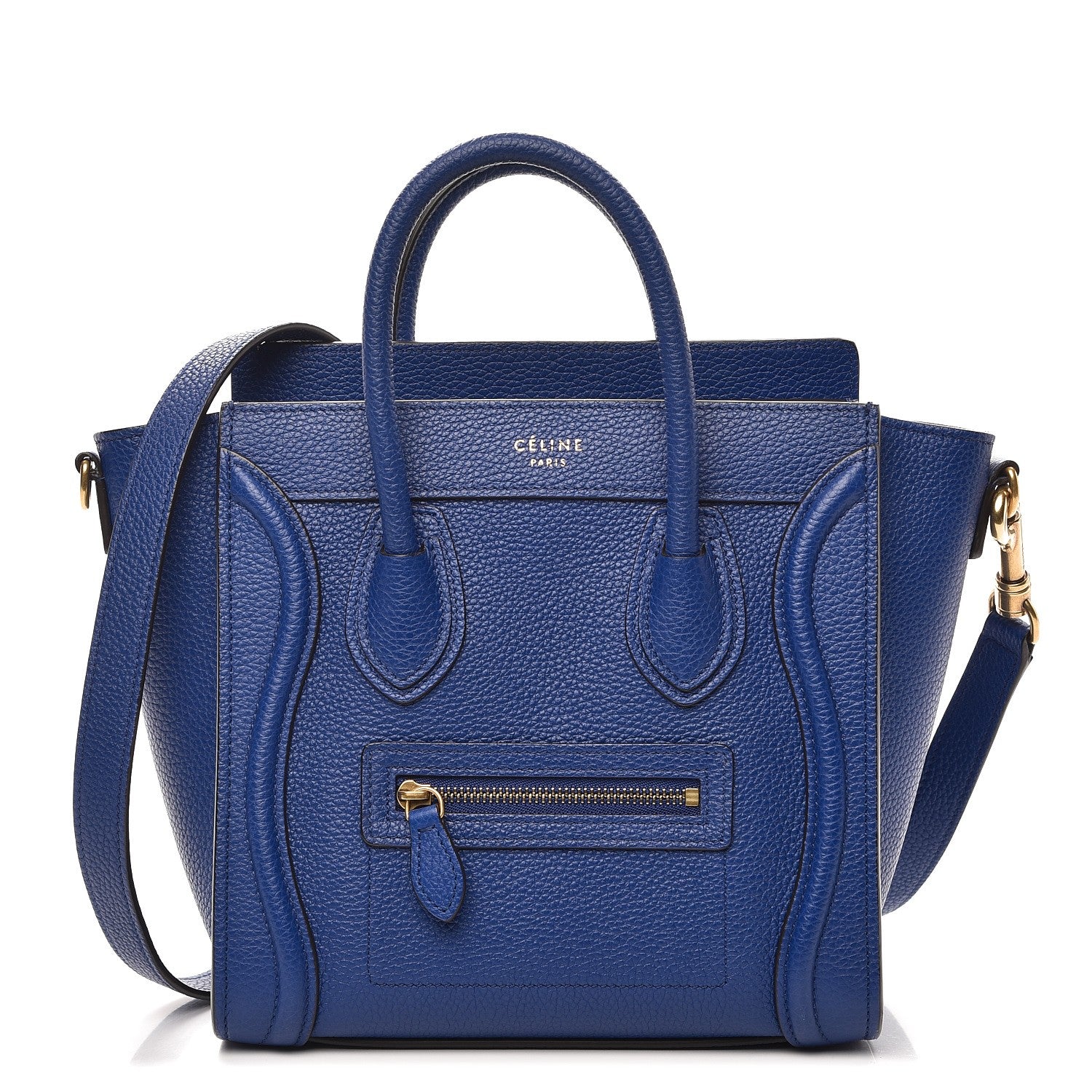 Celine Drummed Calfskin Nano Luggage Indigo 1 of 10