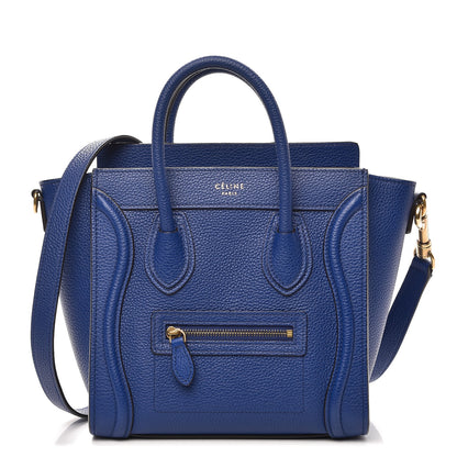 Celine Drummed Calfskin Nano Luggage Indigo 1 of 10