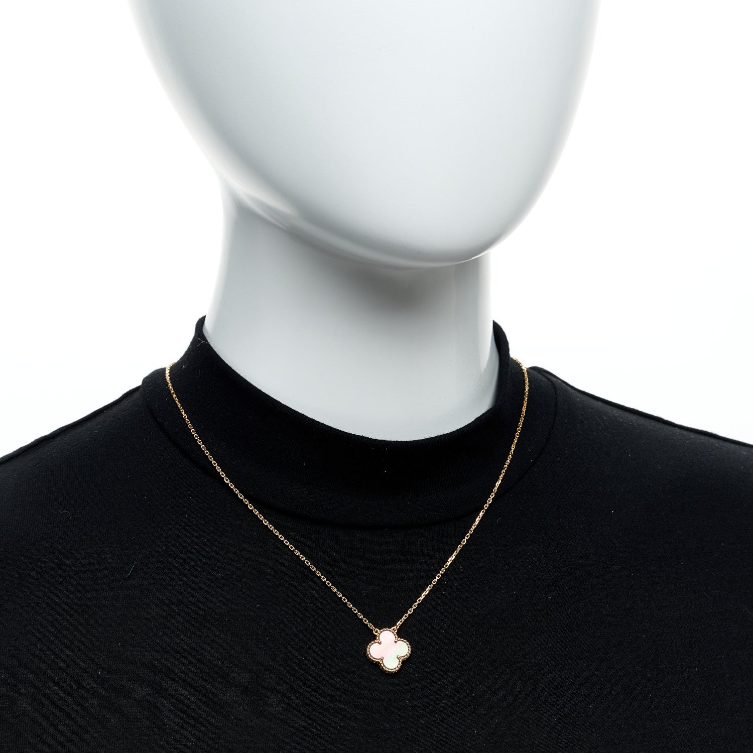 Van Cleef & Arpels 18K Rose Gold Gray Mother of Pearl Vintage Alhambra Pendant Necklace 2 of 6