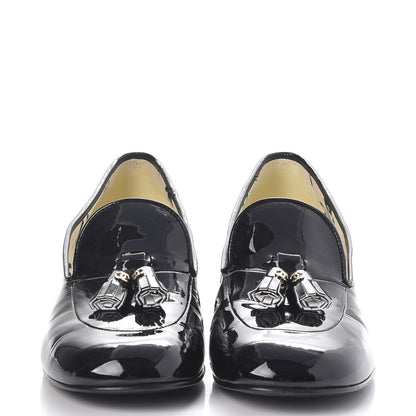 Chanel Patent Tassel Moccasin Loafers 41 Black 2 of 8