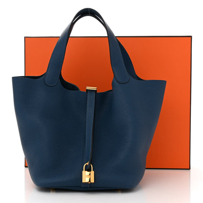 Hermes Taurillon Clemence Picotin Lock 22 MM Deep Bleu 11 of 11