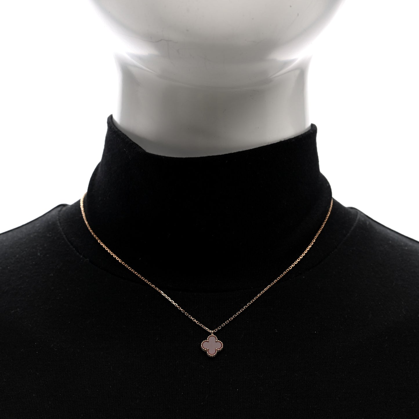 18K Rose Gold Carnelian Sweet Alhambra Pendant Necklace