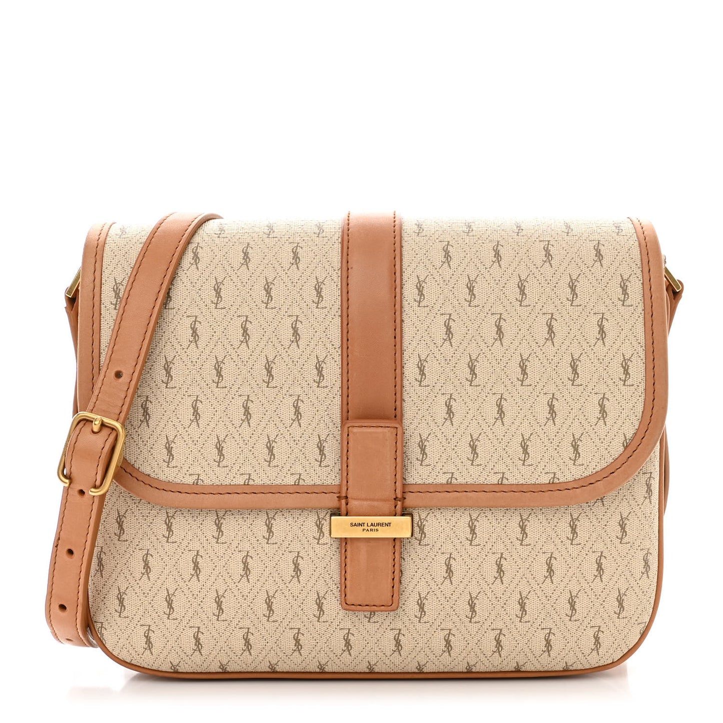 Canvas All-Over Monogram Small Le Monogramme Satchel Beige Kaki Brown Gold