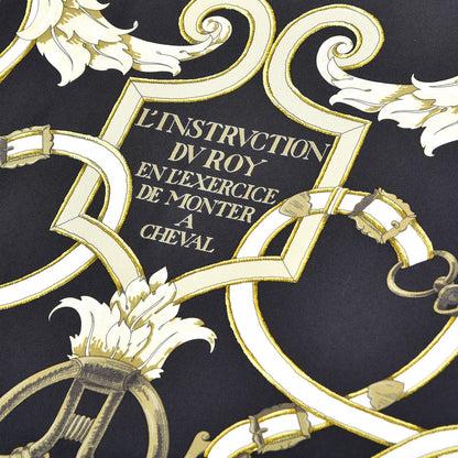 Hermes Silk Scarf L'Instruction Du Roy Scarf 90 Black Gold 5 of 8