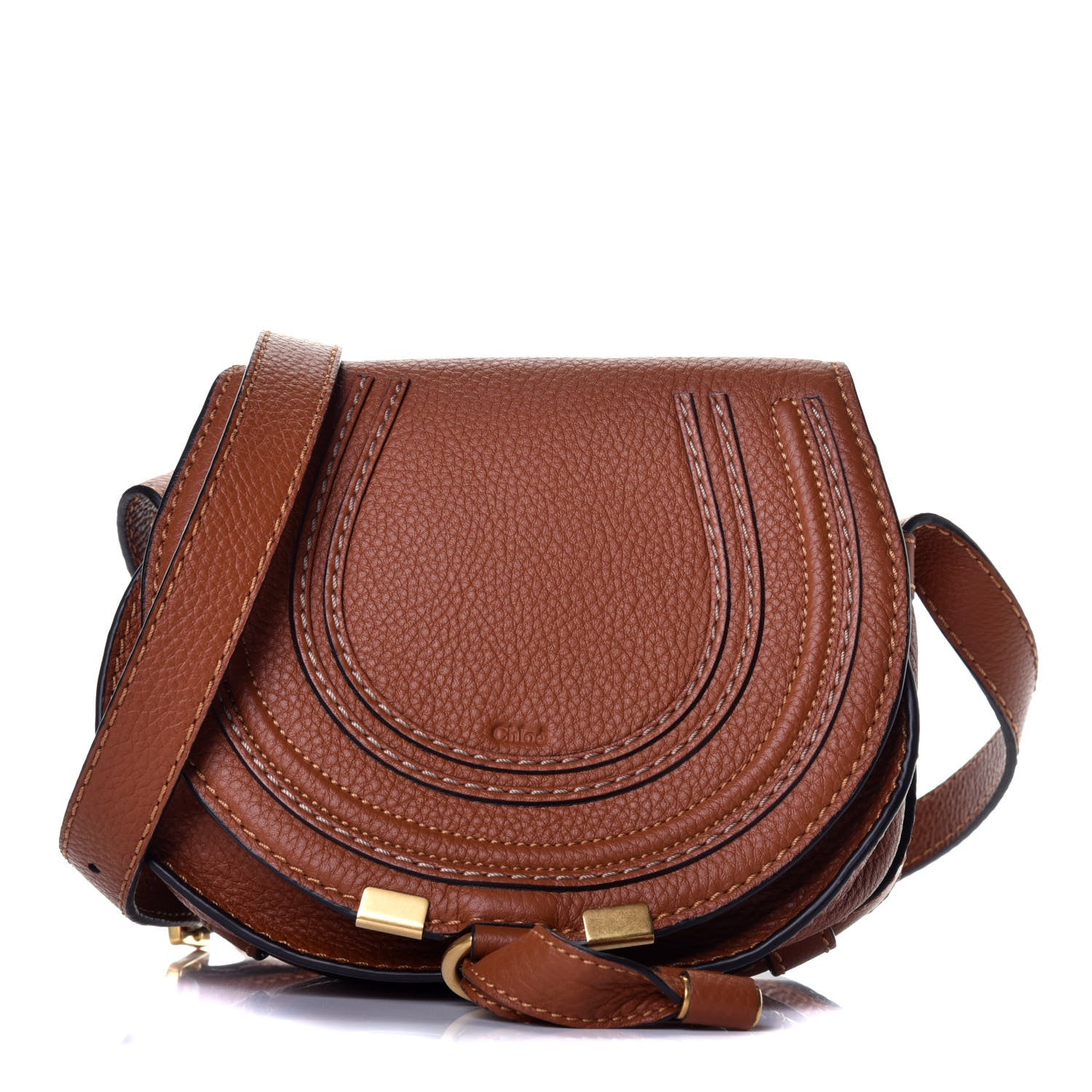 Chloe Calfskin Mini Marcie Round Crossbody Bag Caramel 1 of 8