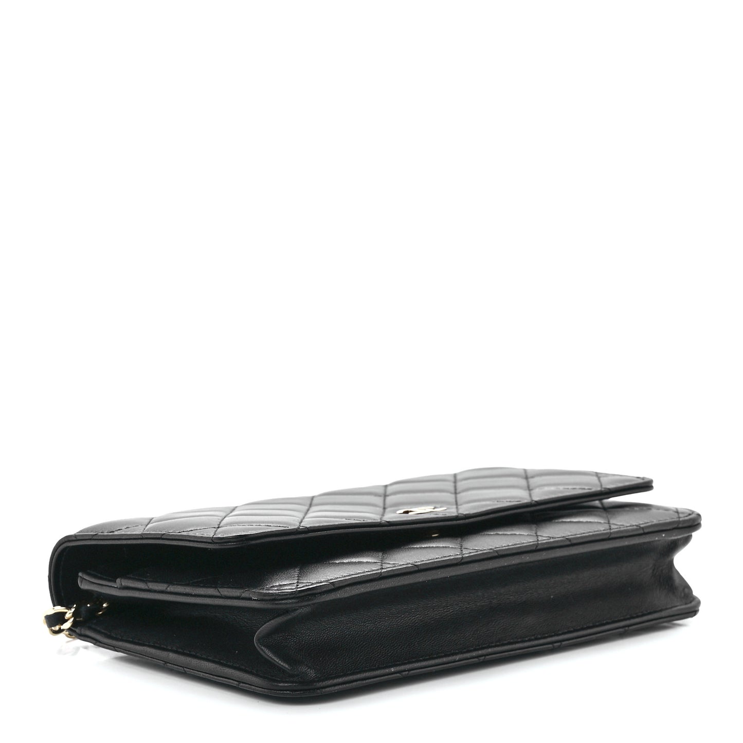 Lambskin Quilted Wallet On Chain WOC Black