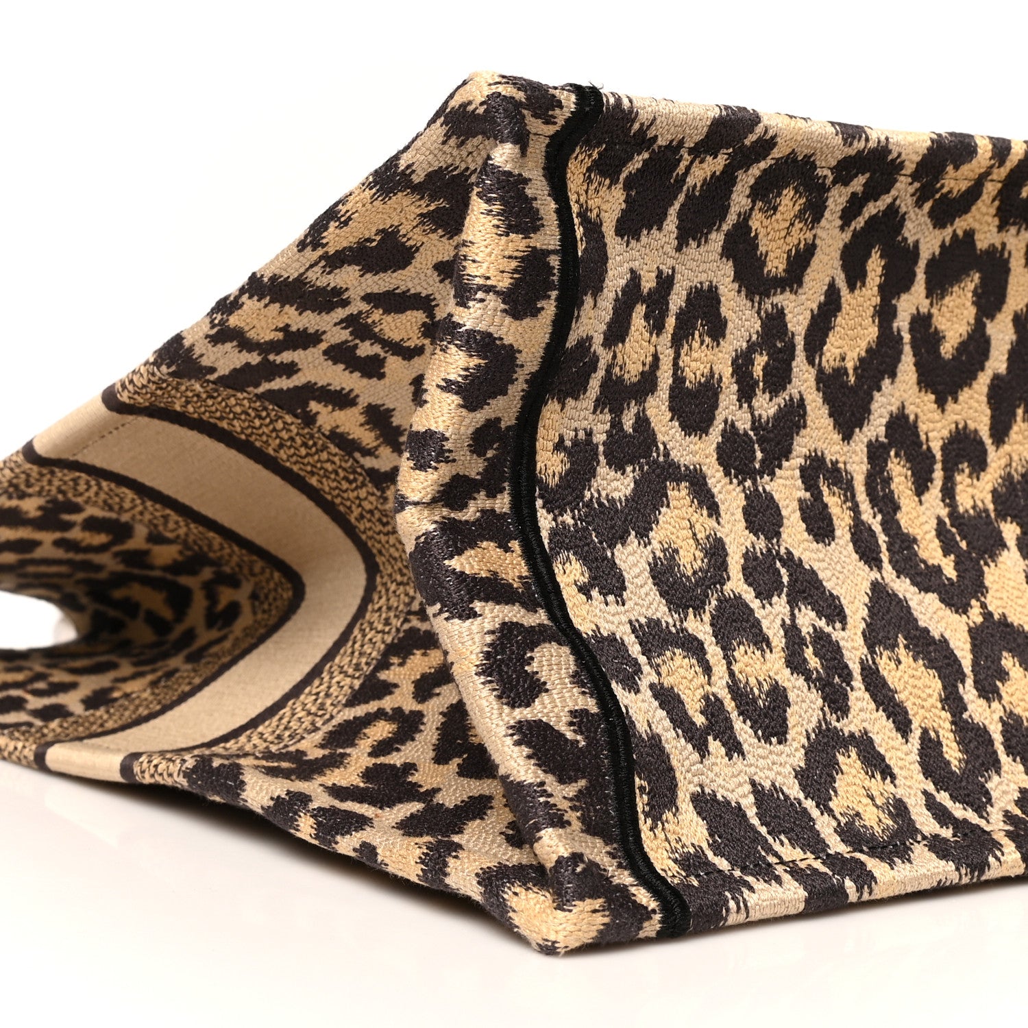 Christian Dior Canvas Mizza Embroidered Large Leopard Book Tote Beige 9 of 10