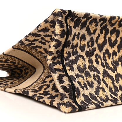Christian Dior Canvas Mizza Embroidered Large Leopard Book Tote Beige 9 of 10