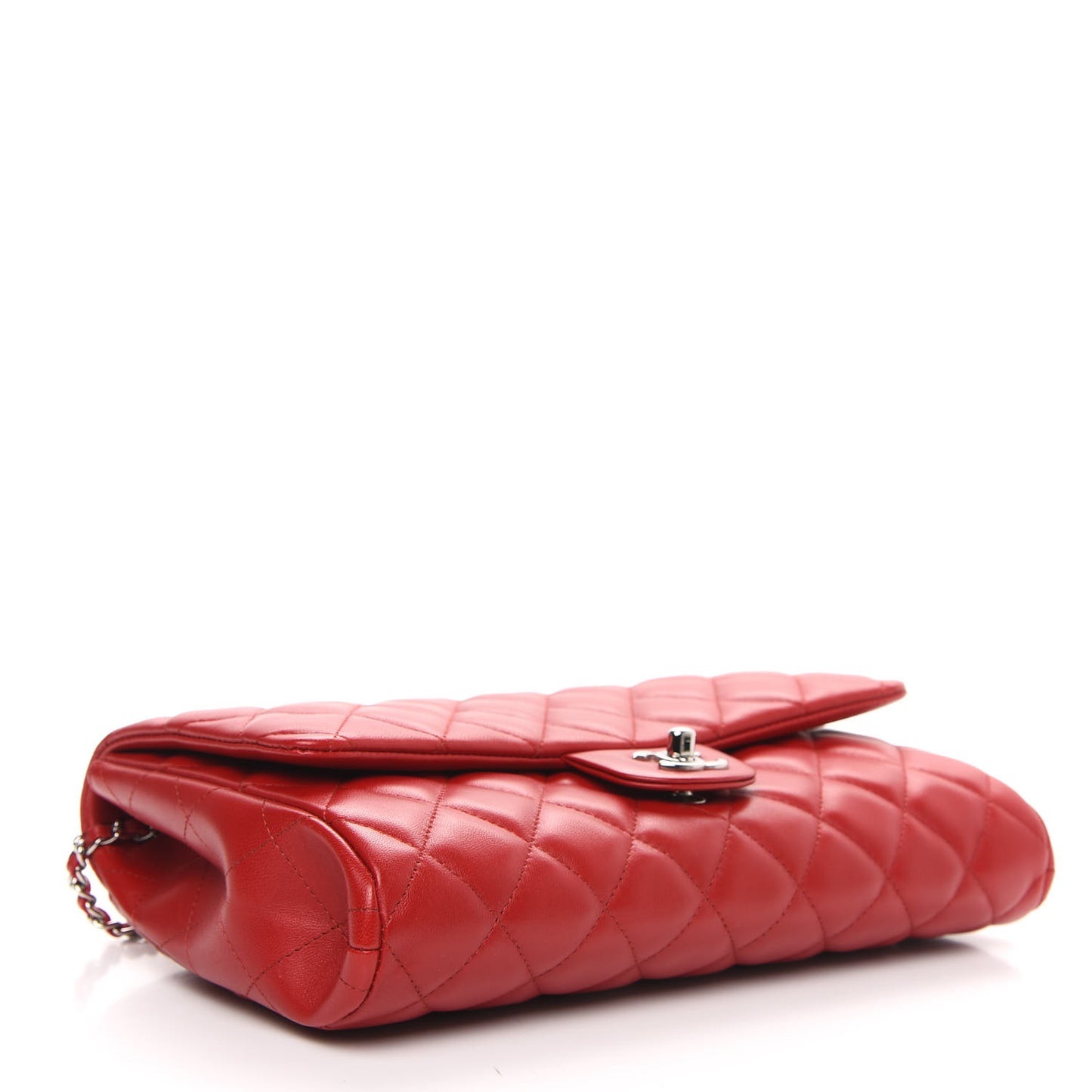 Lambskin Quilted Clutch With Chain Flap Red