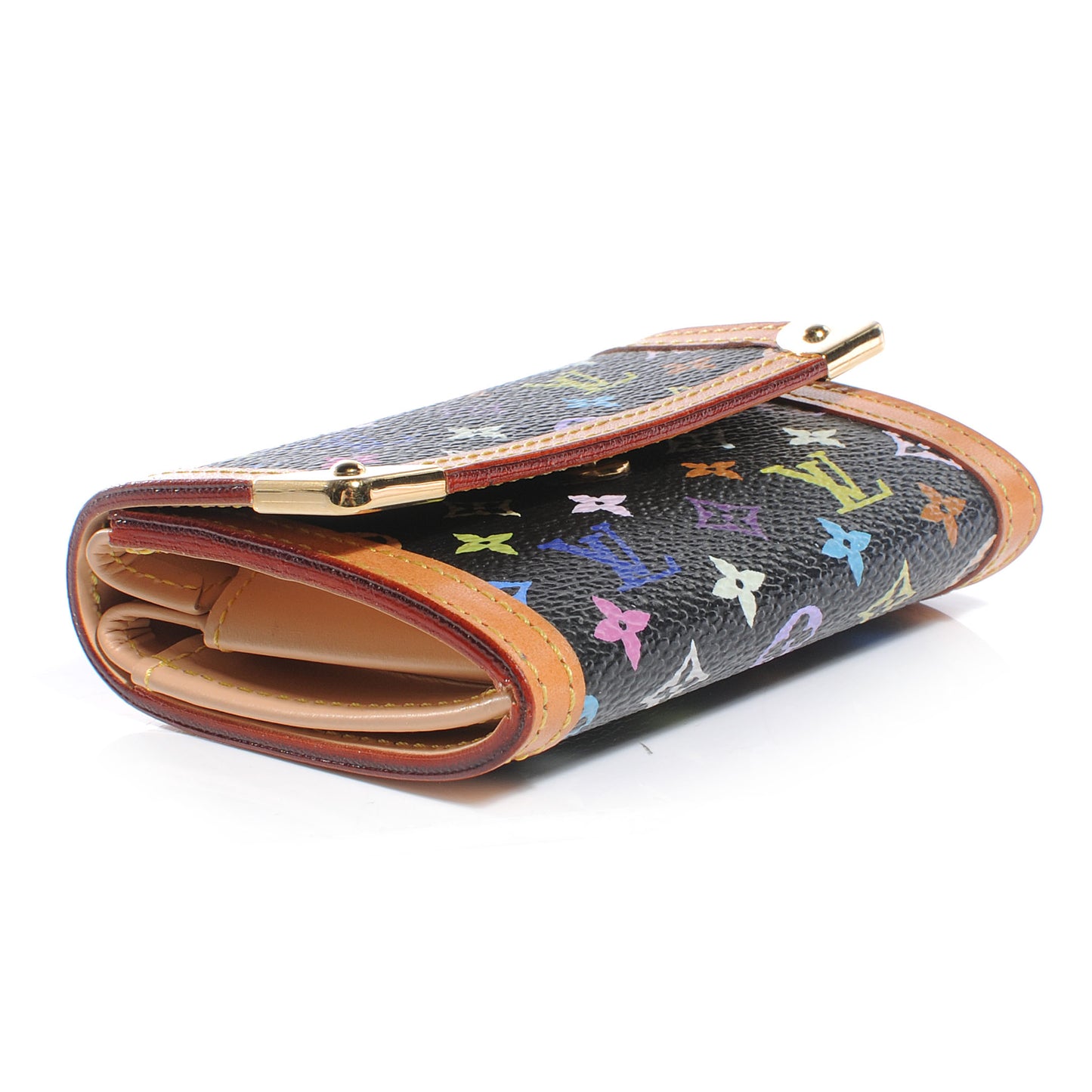 Monogram Multicolor Porte-Monnaie Plat Coin Purse Black