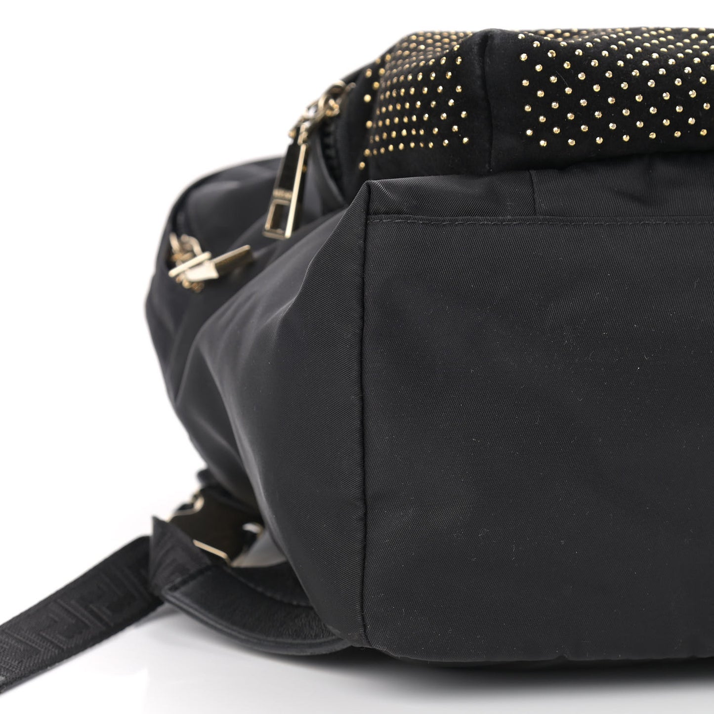 Nylon Goatskin Studded Palazzo Medusa Backpack Black
