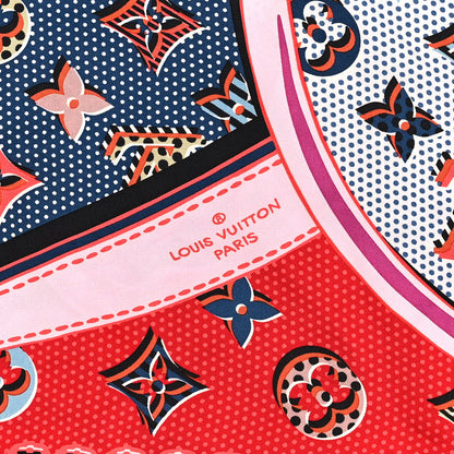 Louis Vuitton Silk Pop Monogram Scarf Red Pink 2 of 3