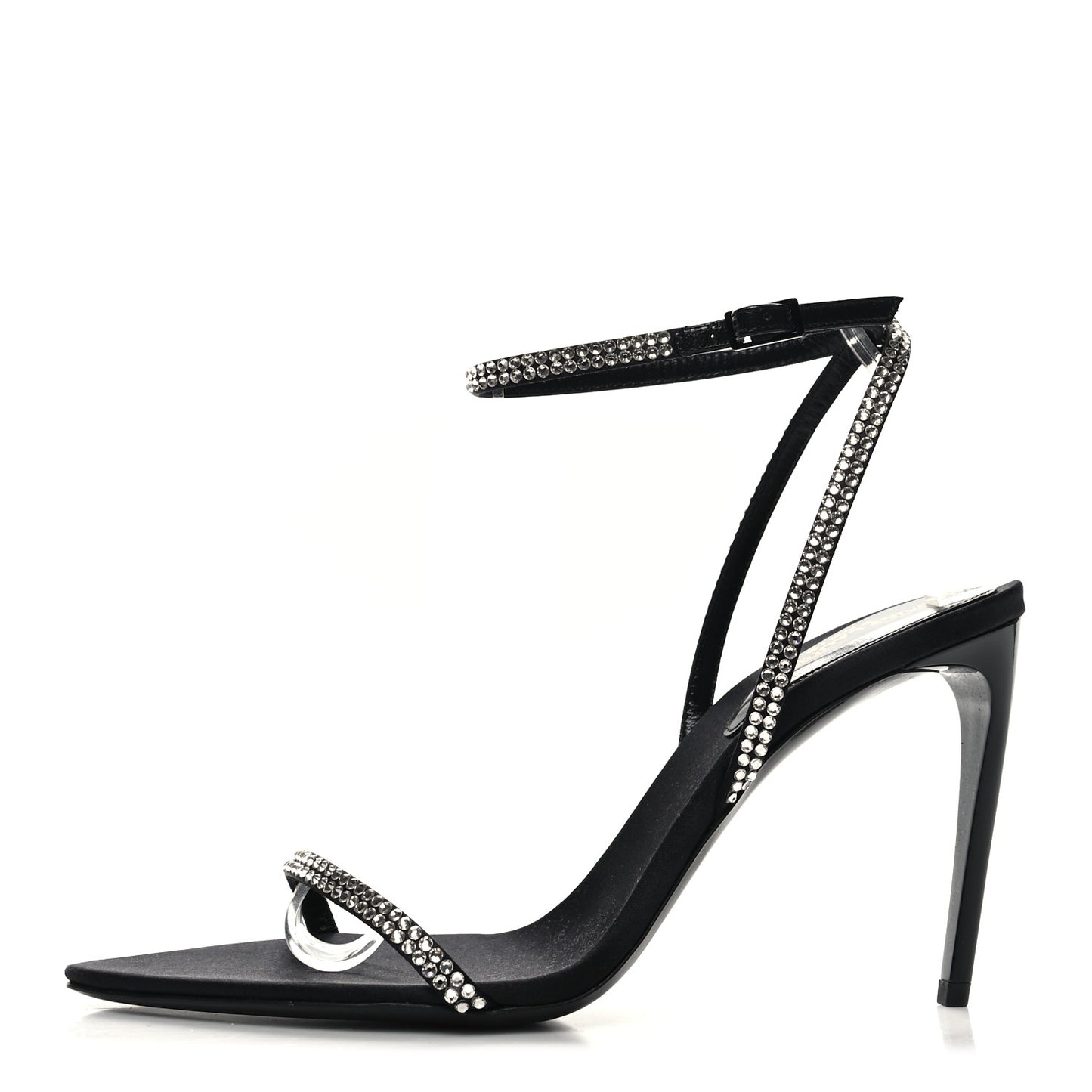 Satin Crystal Georgia 90 Sandals 36.5 Black