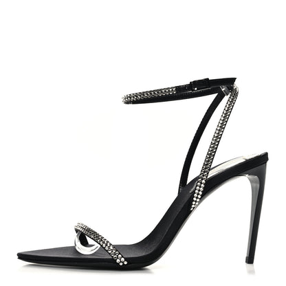 Saint Laurent Satin Crystal Georgia 90 Sandals 36.5 Black 1 of 7