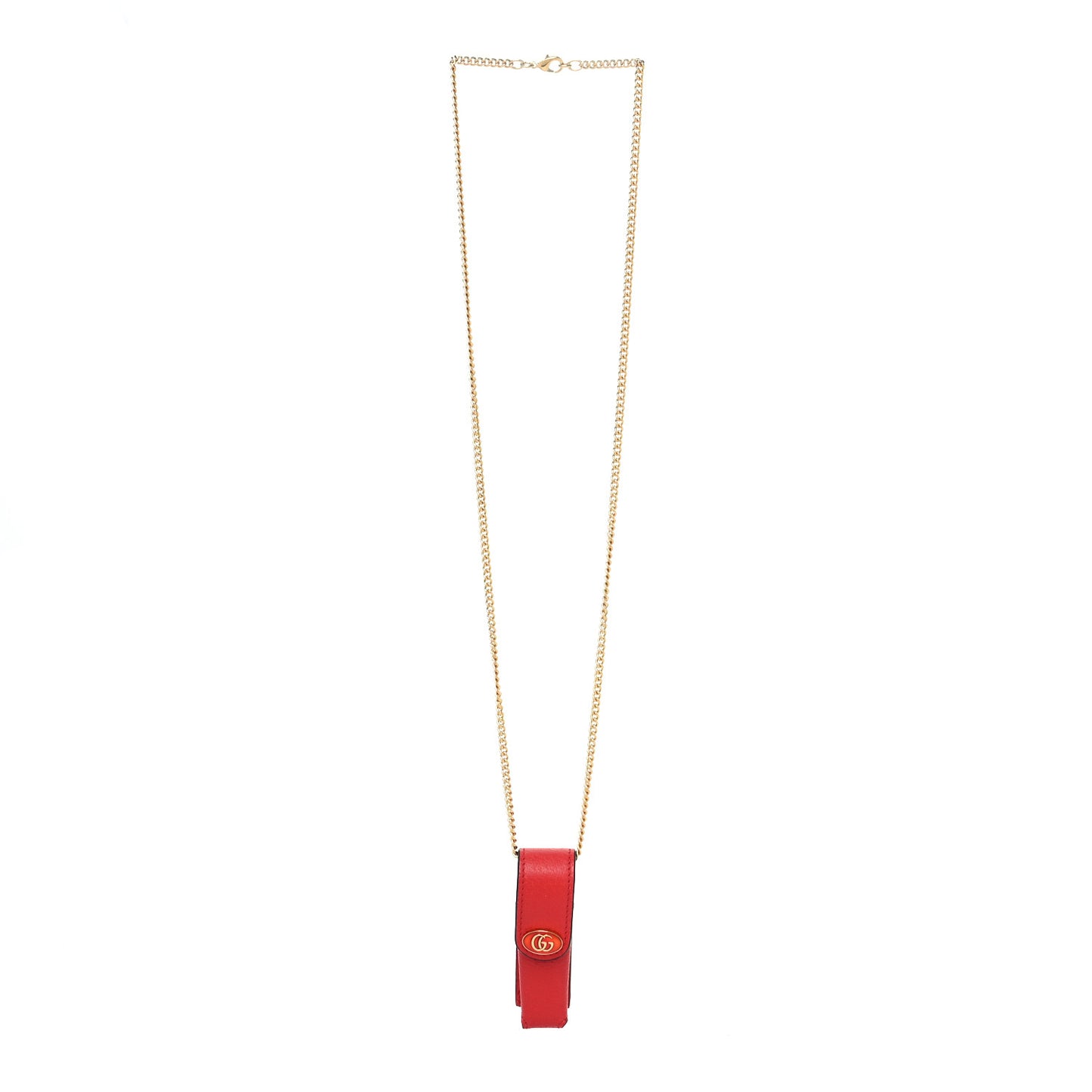 Textured Calfskin Enamel Single Porte Rouges Chain Lobster Red