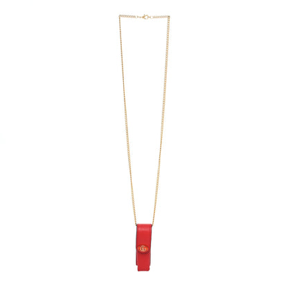 Gucci Textured Calfskin Enamel Single Porte Rouges Chain Lobster Red 3 of 6