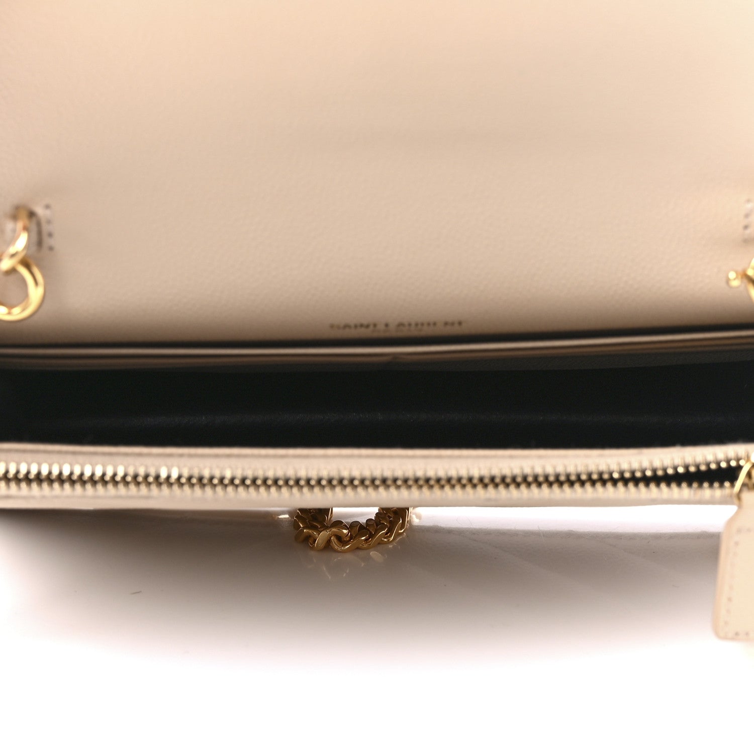 Saint Laurent Grain De Poudre Matelasse Chevron Monogram Envelope Chain Wallet Nude Powder 5 of 11