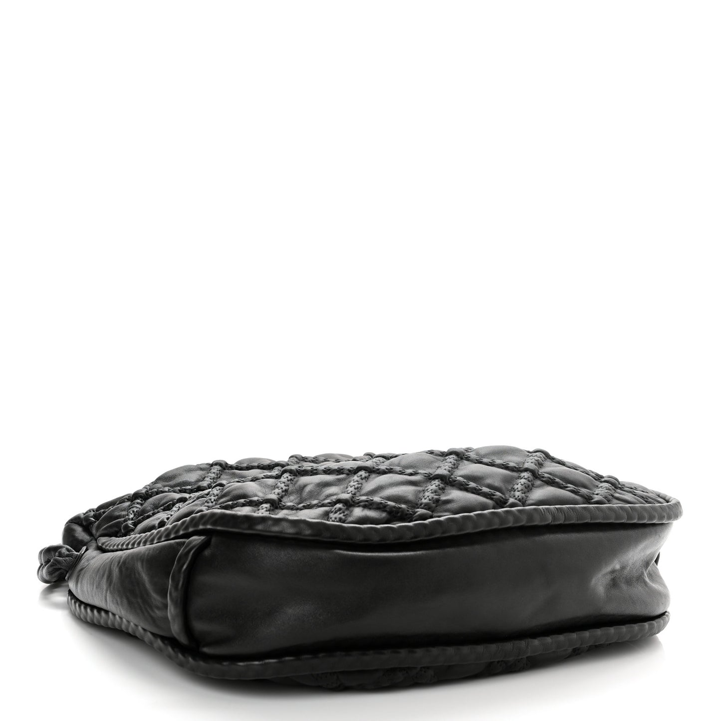 Quilted Lambskin Hidden Chain Hobo Black