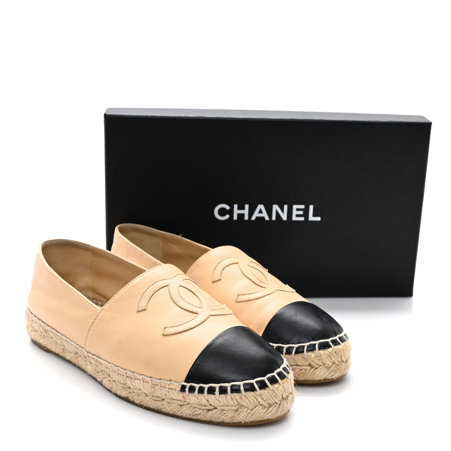Chanel Lambskin CC Espadrilles 38 Beige Black 11 of 11