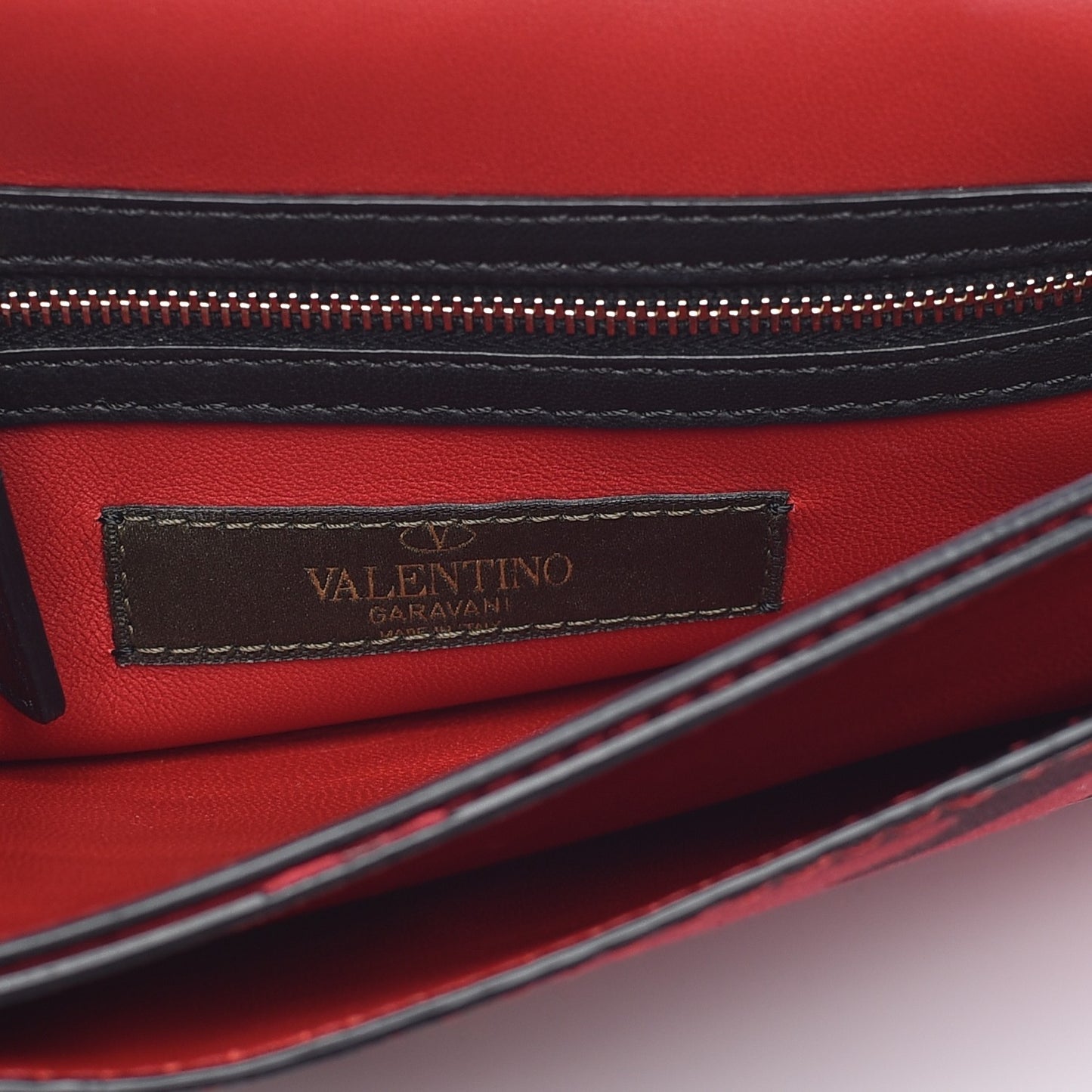 Nappa Canvas Camouflage Rockstud Wristlet Clutch Red Black