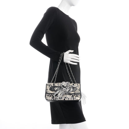 Chanel Silk Lambskin Coco Mademoiselle Scarf Flap Bag White Black 2 of 10
