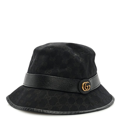 Gucci Monogram Textured Dollar Calfskin GG Jago Bucket Hat L Black 1 of 8