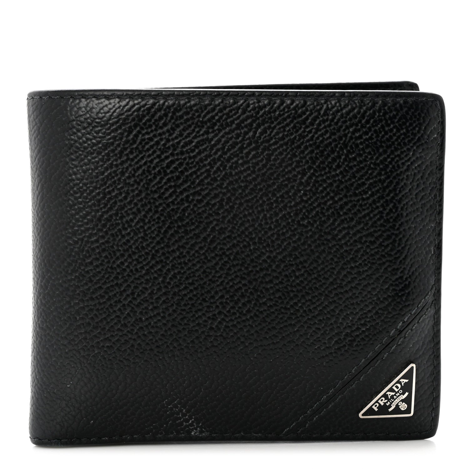 Prada Micro Grain Bi-Fold Wallet Black 1 of 9