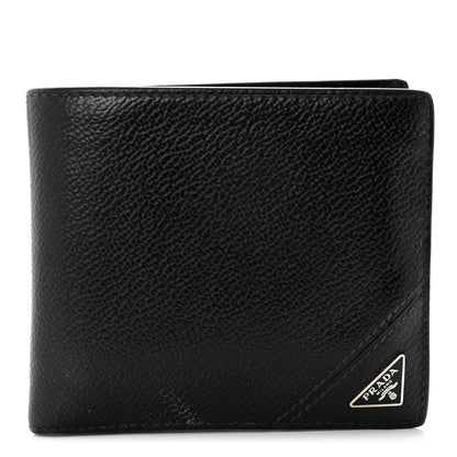 Prada Micro Grain Bi-Fold Wallet Black 1 of 9