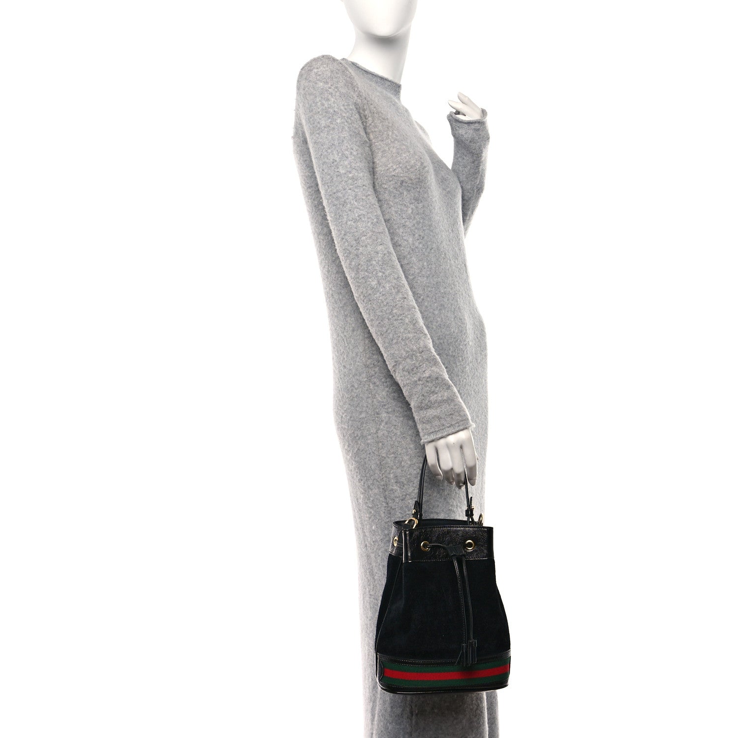 Gucci Suede Patent Web Small Ophidia Bucket Bag Black 2 of 10
